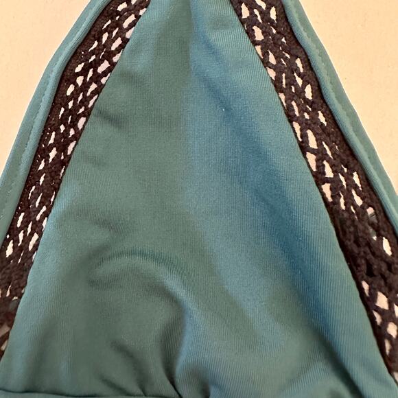 TAVIK | Teal String Micro Bikini with Crochet Inset Details | Size Small - Picture 3 of 6